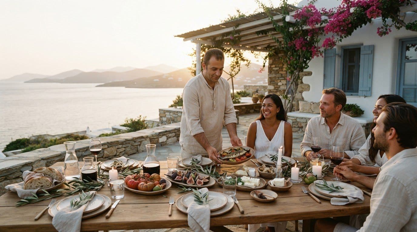 Farm-to-Table Private Dining in Secluded Paros Villas