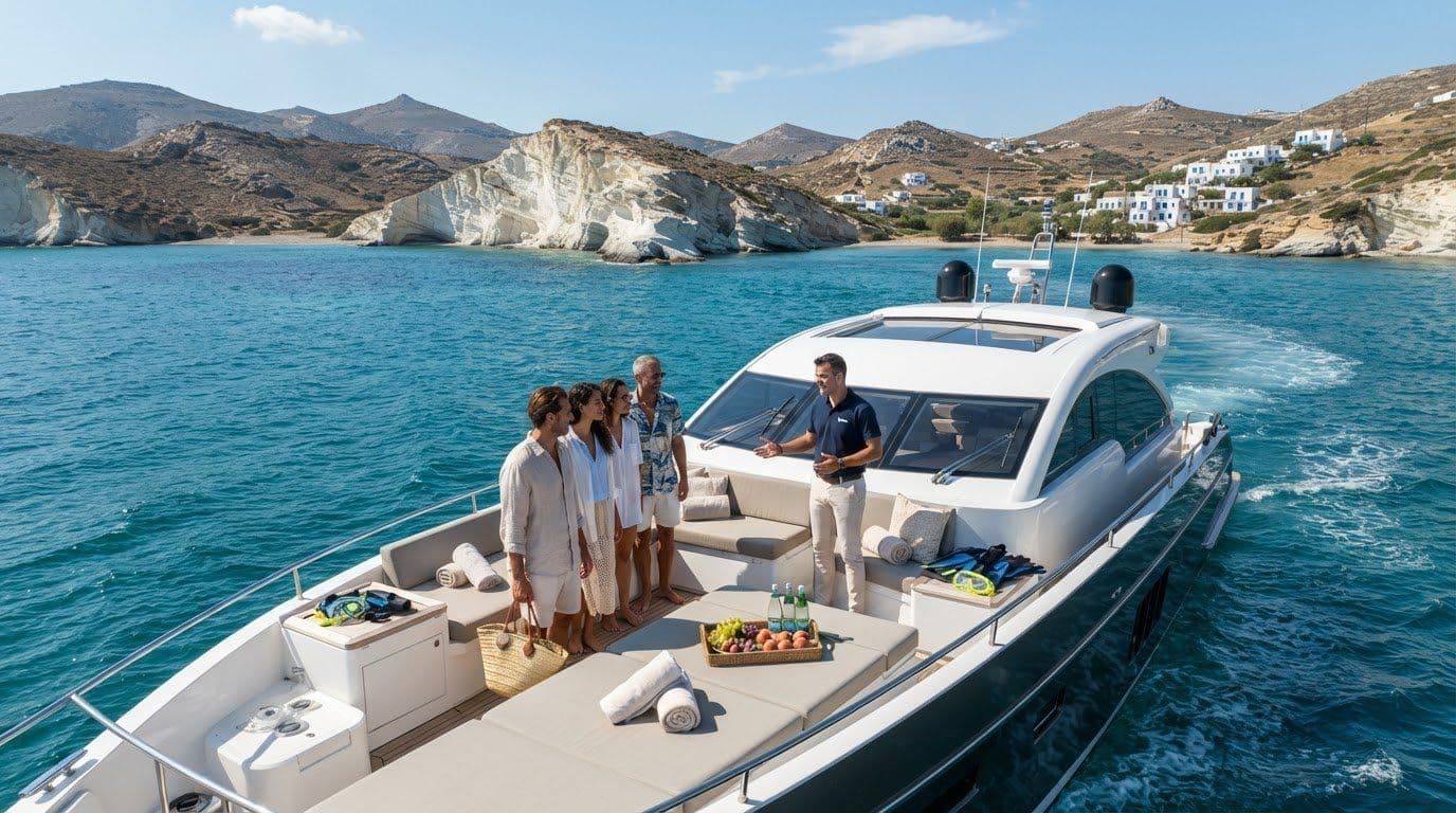 Crewed Yacht Trip from Paros to Kimolos and White Coves
