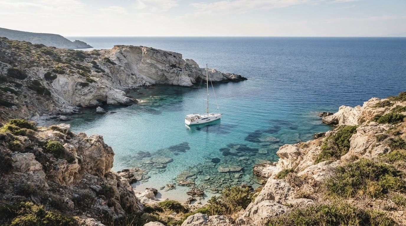 Poliaigos Sheltered Bays for Yacht Swimming and Calm Stops