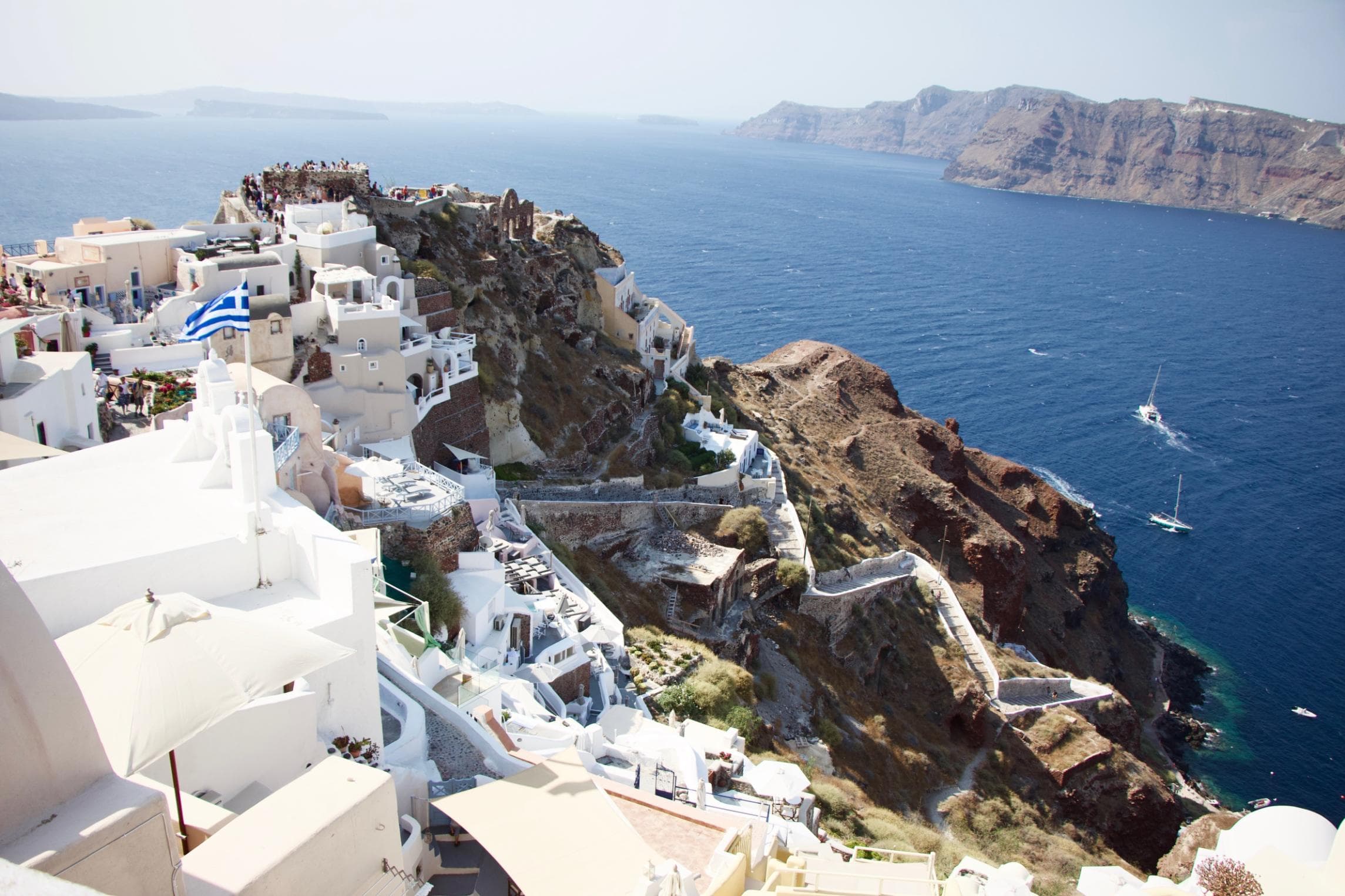 Santorini from Mykonos | Private 8-hour yacht experience with Pershing 54 Open